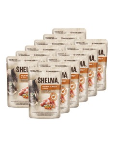 Bezzbożowe Fileciki z indykiem dla kota Shelma 12x85g 8595606406711 2