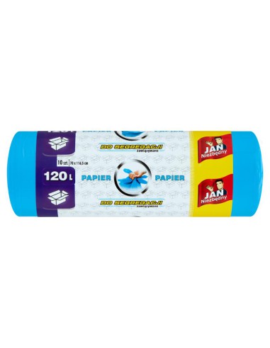 Worki niebieskie do segregacji  Papier 120l - 5 rolek Jan Niezbędny 5900536282466 2