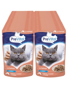 Mokra karma z łososiem dla kotów dorosłych łosoś 48x100g PreVital 5999546170436 2