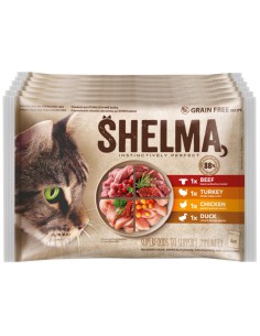 Mięsne smaki bezzbożowe fileciki dla kota Shelma 20x85g 8595606406728 2