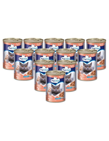 Karma w puszce dla kotów z łososiem i pstrągiem 415g 12szt PreVital 5999546172096 2