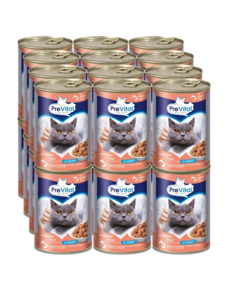 Zestaw mokrej karmy dla kotów w puszce łosoś pstrąg PreVital, 24x415 g 5999546172096 2