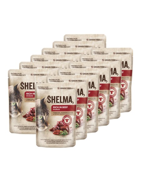 Fileciki dla kota wołowina i indyk Shelma 24x85g - Mokra karma dla kota Fileciki dla kota wołowina i indyk Shelma 24x85g 8595606406698 2