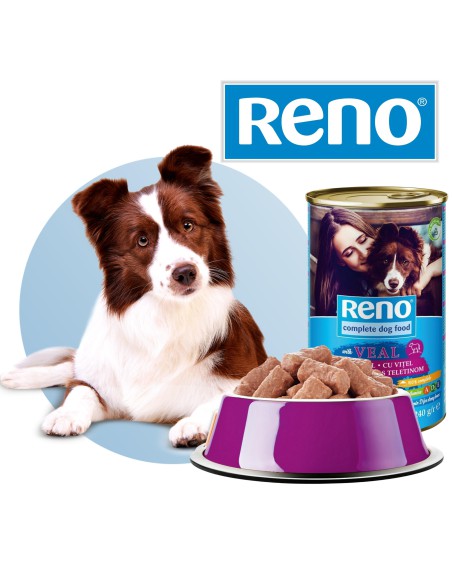 Mokra karma z cielęciną w sosie dla psa Reno 12x1240g  2