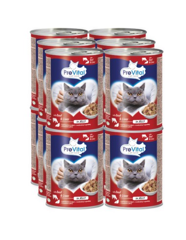 Puszka z wołowiną i wątróbką dla kotów 12 x 415g PreVital 5999546172072