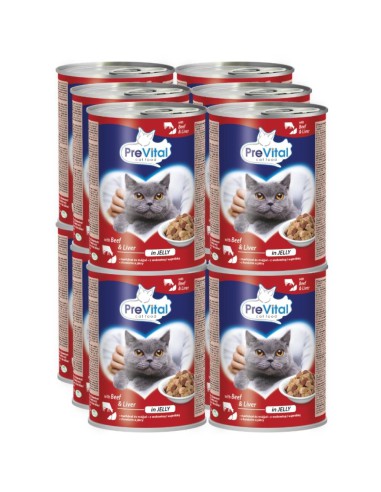 Puszka z wołowiną i wątróbką dla kotów 12 x 415g PreVital 5999546172072 5