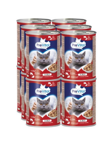 Puszka z wołowiną i wątróbką dla kotów 12 x 415g PreVital 5999546172072 5