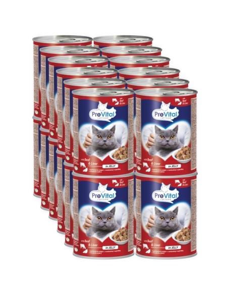 Karma z wątróbką i wołowiną mokra dla kotów 24 x 415g PreVital 5999546172072