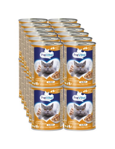 Puszki dla kotów drób oraz królik puszka 24 x 415g PreVital 5999546172089