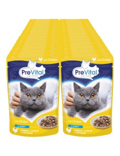 Karma kurczak w sosie  dla kotów dorosłych 48x100g PreVital 5999508137989 2