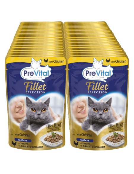 Karma mokra dla kotów dorosłych Kurczak 48x85g PreVital Fillet 5999546175936 4