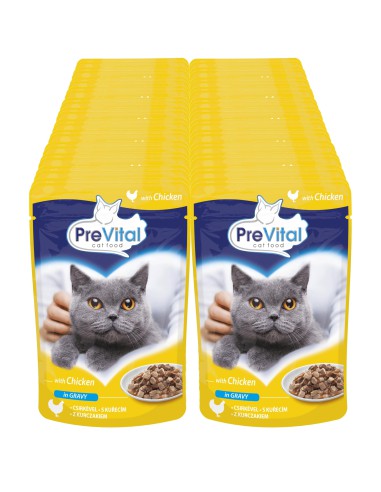 Saszetki kurczak w sosie dla kotów dorosłych 96x100g PreVital 5999508137989