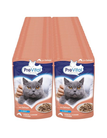 Saszetka łosoś w sosie dla kotów dorosłych łosoś 96x100g PreVital 5999546170436