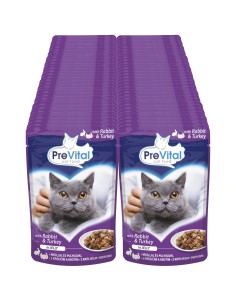 Karma mokra z królikiem i indykiem w galarecie dla kotów dorosłych 96x100g PreVital 5999546172041 2
