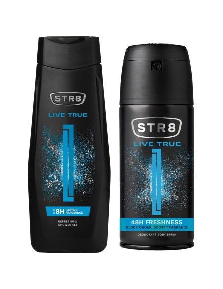 Praktyczny zestaw dla mężczyzn: Dezodorant do ciała + Żel pod prysznic STR8 Live True 5201314153580