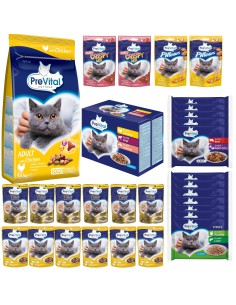 Pakiet dla dorosłych kotów Karma sucha i mokra dla kota PreVital Adult 5999566111167 2