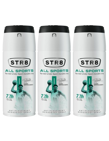 Zestaw: Antyperspirant spray 48h dla mężczyzn STR8 All Sports 3 x 150ml 5201314121763