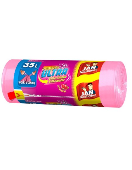 Zapachowe worki z taśmą na śmieci Ultra Jan Niezbędny 12 szt. 35 l - Worki na śmieci Zapachowe worki z taśmą na śmieci Ultra Jan Niezbędny 12 szt. 35 l 5900536314785