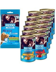 Mix mokrej karmy dla psa Reno 12x1240g + przysmak dentystyczny GRATIS 8594014721539 2