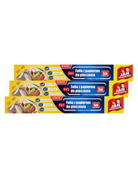 Folia 5m aluminiowa z papierem do pieczenia 5m - 3szt Jan Niezbędny 5900536314815 3
