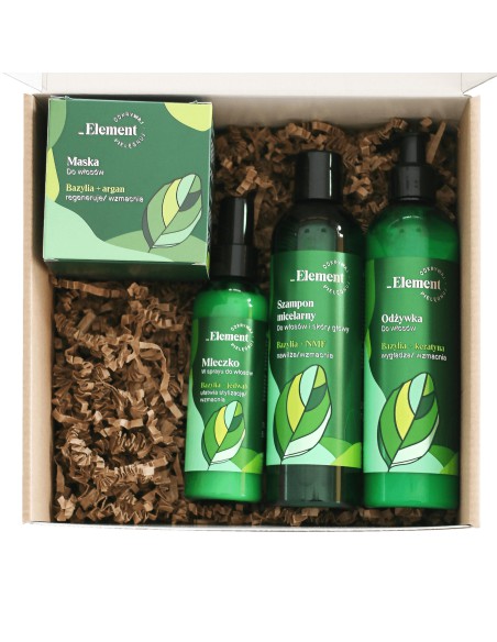 Zestaw na prezent do włosów z bazylią Element - Zestawy do włosów Zestaw na prezent do włosów z bazylią Element 5907618134576 6
