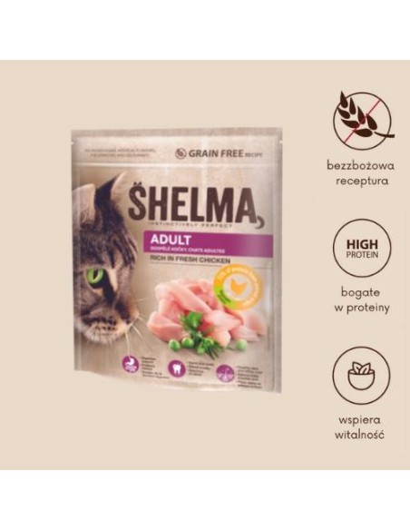 Wysokiej jakości bezzbożowa karma dla kota z kurczakiem Shelma 750 g - Sucha karma dla kota Wysokiej jakości bezzbożowa karma dla kota z kurczakiem Shelma 750 g 8595606405271 7