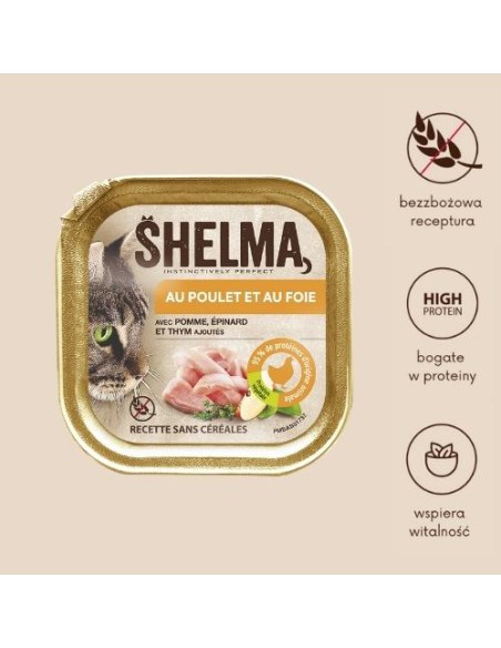 Aksamitny pasztet dla kota z kurczakiem i wątróbką Shelma Alucup, 100 g 8710558002433 5