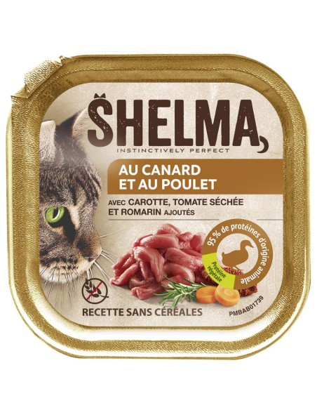 Kremowy pasztet dla kotów z kaczką i kurczakiem Shelma Alucup, 100 g 8710558002457