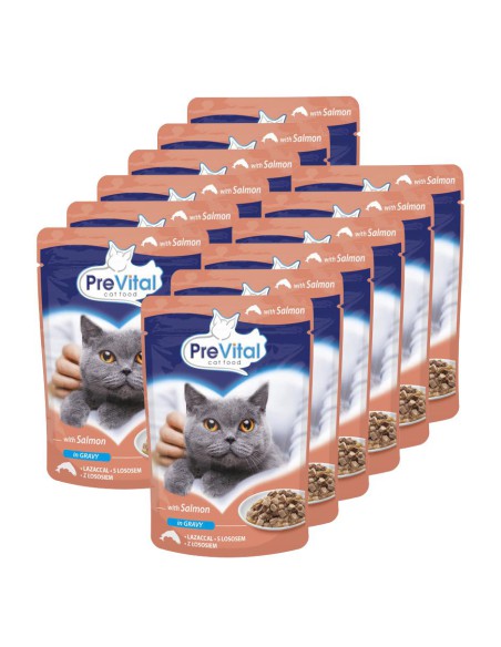 Karma z łososiem mokra dla kotów dorosłych łosoś 12x100g PreVital 5999546170436 6