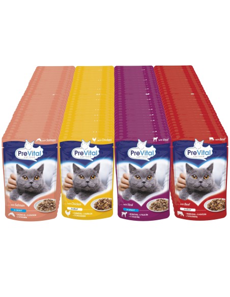 Mokra kocia karma  Mix mięso ryba 112 x 100g PreVital 5999546172027 6