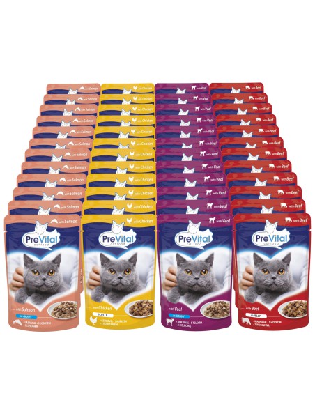 Kocia mokra karma mix mięso ryba 48 x 100g PreVital 5999546170436 6