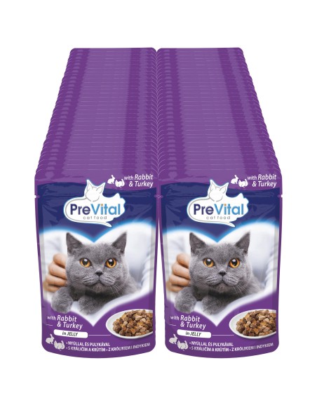 Karma mokra z królikiem i indykiem w galarecie dla kotów dorosłych 96x100g PreVital 5999546172041 4
