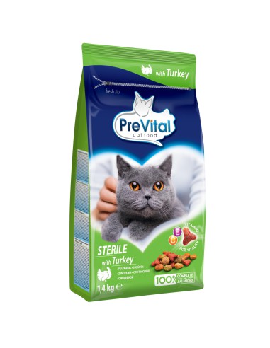 Zestaw suchej karmy dla kotów sterylizowanych PreVital Sterile 4x1,4kg 5999566111204 5