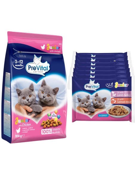Karma dla kociąt mokra i sucha Mix smaków PreVital Junior - Karma dla kota Karma dla kociąt mokra i sucha Mix smaków PreVital Junior 5999566110191 4