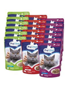 Zestaw karmy kociej Mix smaki mięsne 72x100g PreVital 5999546172027 2
