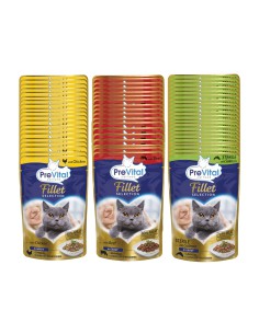 Mix mokra karma z wołowiną dla kotów mięso i ryba 120x85g PreVital Fillet 5999546175936 2