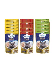 Zestaw mokrej karmy dla kotów w saszetach mix mięso ryba PreVital Fillet, 48x85g 5999546175936 2