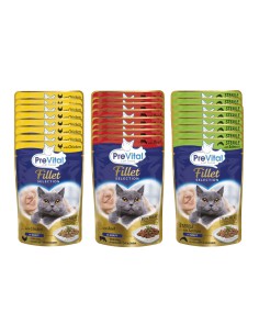 Mix smaków saszetek dla kotów mięso i ryba 24x85g PreVital Fillet 5999546175936 2