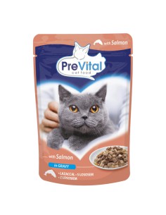 Mokra karma dla kotów dorosłych saszetka PreVital, łosoś 100 g 5999546170436 2