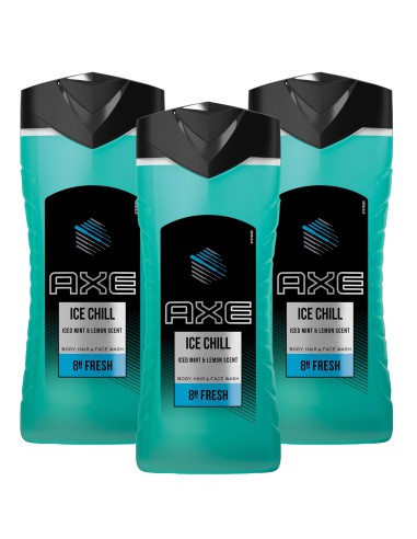 Żele pod prysznic dla mężczyzn Axe Ice Chill 3x400 m 8717163648667