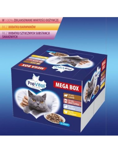 Mega Box mokra karma dla kota Smaki mięsne Prevital, 24x100 g 5999546176155 3