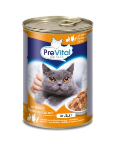 Królik, drób i marchewka - Puszka z mokrą karmą dla kotów Prevital, 415 g 5999546172089 2