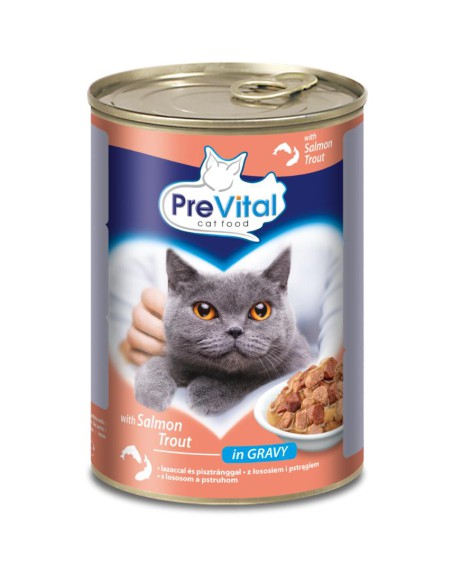 Mokra karma dla dorosłych kotów Prevital - łosoś i pstrąg w sosie 415 g 5999546172096 4