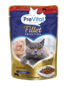 Wołowina, mokra karma dla kotów dorosłych PreVital Fillet, 85 g 5999546175929 2