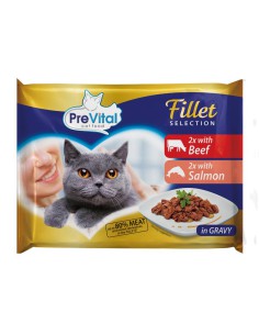 Wielopak saszetki mokrej karmy dla kota Prevital, wołowina łosoś 4x85 g PreVital Fillet 5999546175974 2
