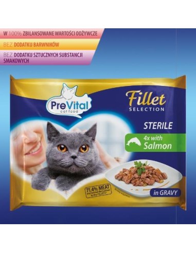 Mokra karma w sosie dla sterylizowanych kotów Prevital Fillet, łosoś 4x85 g 5999566110030 3