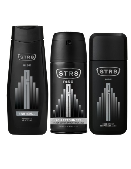 Zestaw kąpielowy dla mężczyzn: Dezodorant do ciała + Dezodorant perfumowany + Żel pod prysznic STR8 Rise 5201314107224 6