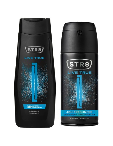 Praktyczny zestaw dla mężczyzn: Dezodorant do ciała + Żel pod prysznic STR8 Live True 5201314153580 9