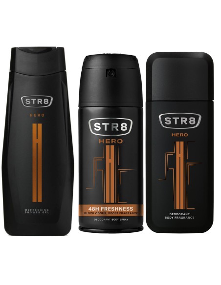 Kompleksowy zestaw męskich kosmetyków: Dezodorant do ciała + Dezodorant perfumowany + Żel STR8 Hero 5201314107149 11