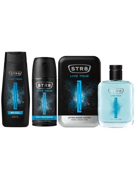 Zestaw kosmetyków męskich: Woda po goleniu + Dezodorant + Żel pod prysznic STR8 Live True 5201314153580 11